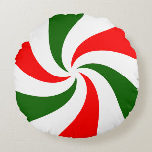 Christmas Peppermint Candy Round Cushion