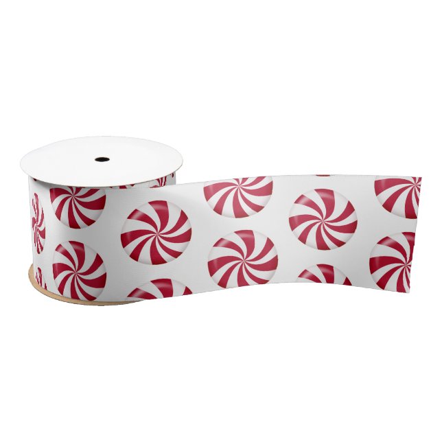Christmas Peppermint Candy Satin Ribbon (Spool)