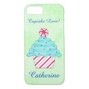 Christmas Peppermint Cupcake Art Name Personalised Case-Mate iPhone Case