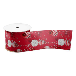 Christmas Peppermint   Ornament Floral Ribbon Satin Ribbon