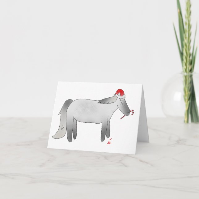 Christmas Peppermint Pony Holiday Card (Front)
