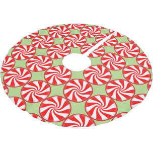Christmas Peppermint Round Red White Striped Candy Brushed Polyester Tree Skirt