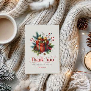 Christmas Persent Box, Thank You Retro Typography Card