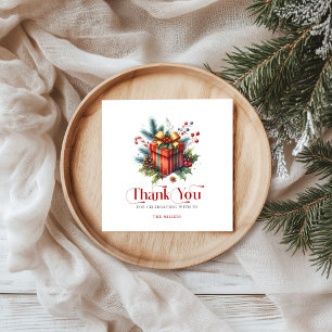 Christmas Persent Box, Thank You Retro Typography Napkin