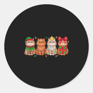 Christmas Persian Cat Holiday Lights Gingerbread C Classic Round Sticker
