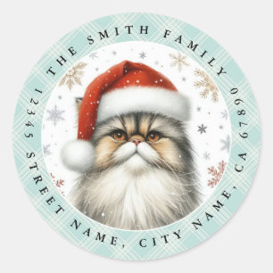 Christmas Persian Cat Round Stickers