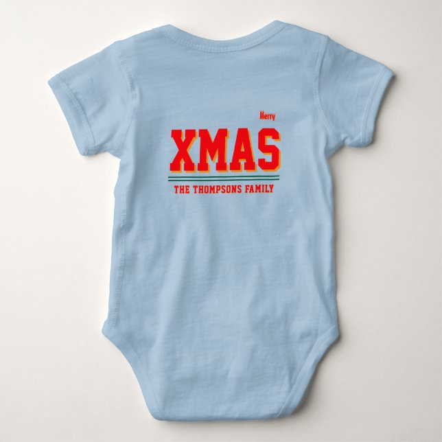 Christmas personalised Baby Jersey Bodysuit colour (Back)