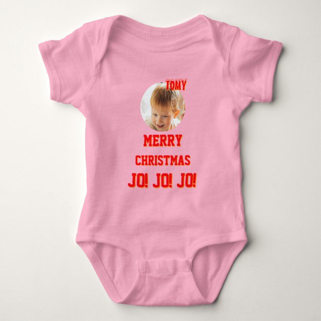 Christmas personalised Baby Jersey Bodysuit colour (Front)