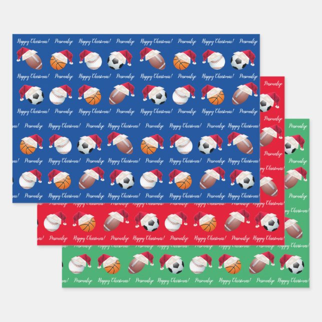 Christmas Personalised Baller Sports Wrapping Paper Sheet (Set)