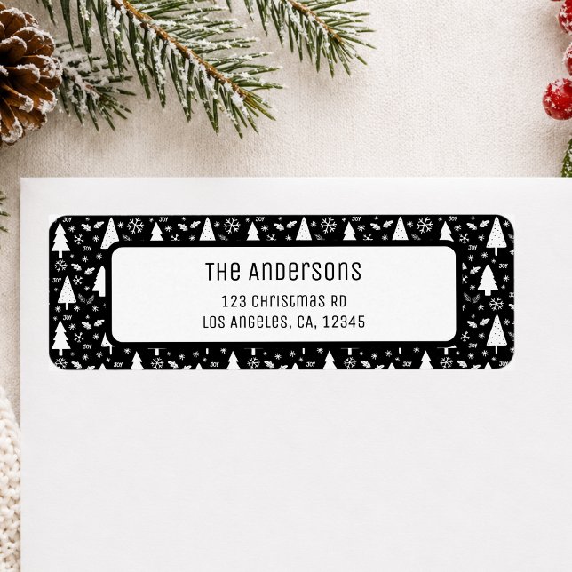 Christmas Personalised Black Return Address (Christmas Personalized Black Return Address Label)