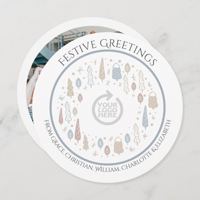 Christmas Personalised Business Corporate Logo Holiday Card (Front/Back)