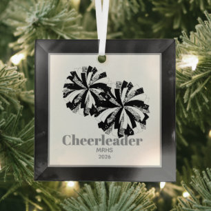 Christmas Personalised Cheer Poms Glass Ornament