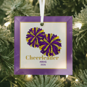 Christmas Personalised Cheer Poms Glass Ornament