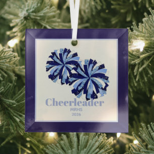 Christmas Personalised Cheer Poms Glass Ornament