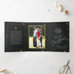 Christmas Personalised Family Photo Rustic Tri-Fold Holiday Card