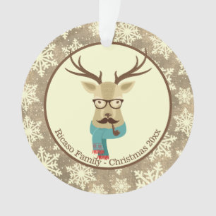 Christmas Personalised Hipster Deer Ornament