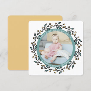 Christmas Personalised Modern Wreath Photo Holiday Card