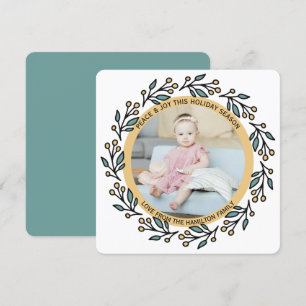 Christmas Personalised Modern Wreath Photo Holiday Card