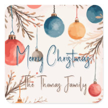Christmas Personalised Pastel Watercolor Ornament