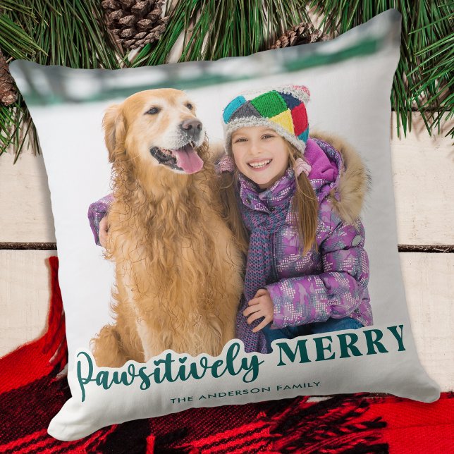 Christmas Personalised Pet Photo Pawsitively Merry Cushion (Creator Uploaded)