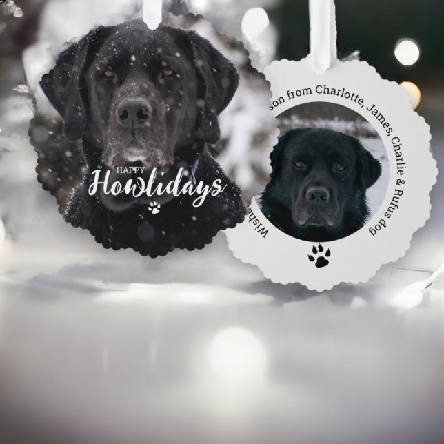 Christmas Personalised Photo Happy Howlidays Dog Tree Decoration Card (Christmas Personalized Photo Happy Howlidays Dog Ornament Cards from Ricaso. Cards from the dog. )