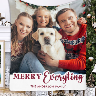 Christmas Personalised Photo Merry Everything Fleece Blanket