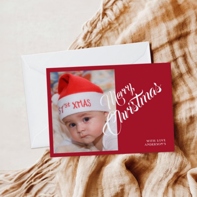 Christmas Personalised Photo Red Postcard (Creator Uploaded)