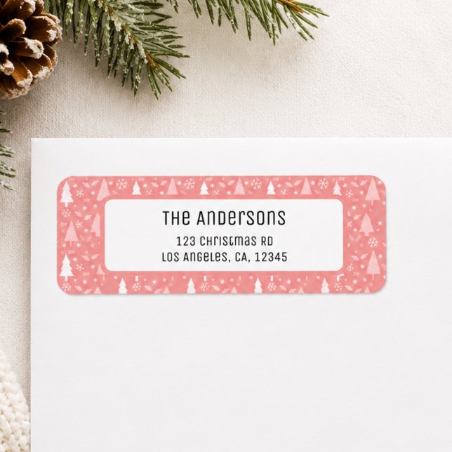 Christmas Personalised Pink Return Address (Christmas Personalized Pink Return Address Label)