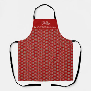 Christmas Personalised Red Nordic Folk Snowflake Apron