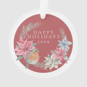 Christmas Personalised Robin And Holiday Wreath Ornament