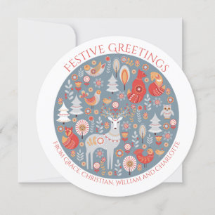 Christmas Personalised Scandinavian Nordic Forest Holiday Card