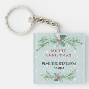 Christmas, Personalised, Spruce, mistletoe Key Ring