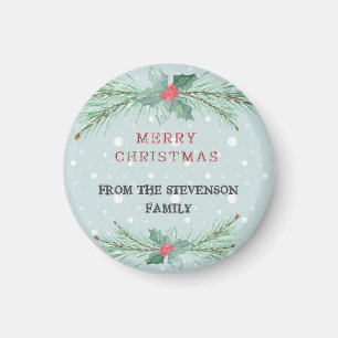 Christmas, Personalised, Spruce, mistletoe Magnet