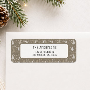 Christmas Personalised Taupe Return Address