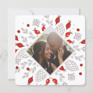 Christmas Personalised Winter Foliage Photo Holiday Card