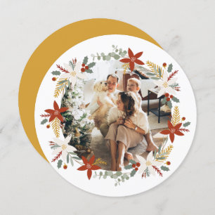Christmas Personalised Wreath Photo Frame Round Holiday Card