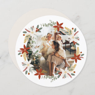 Christmas Personalised Wreath Photo Frame Round Holiday Card