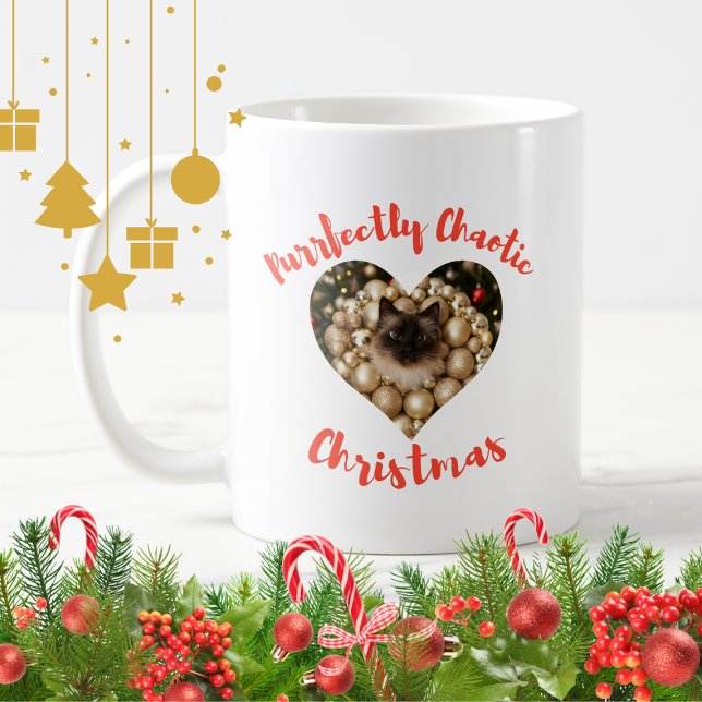 Christmas Personalized Cat Heart Photo Frame Coffee Mug (Creator Uploaded)