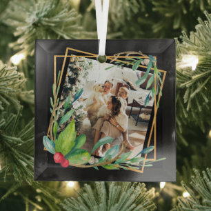 Christmas Personalized Photo Frame Glass Tree Decoration