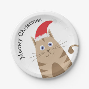 Christmas pet cat holidays table decoration meow paper plate