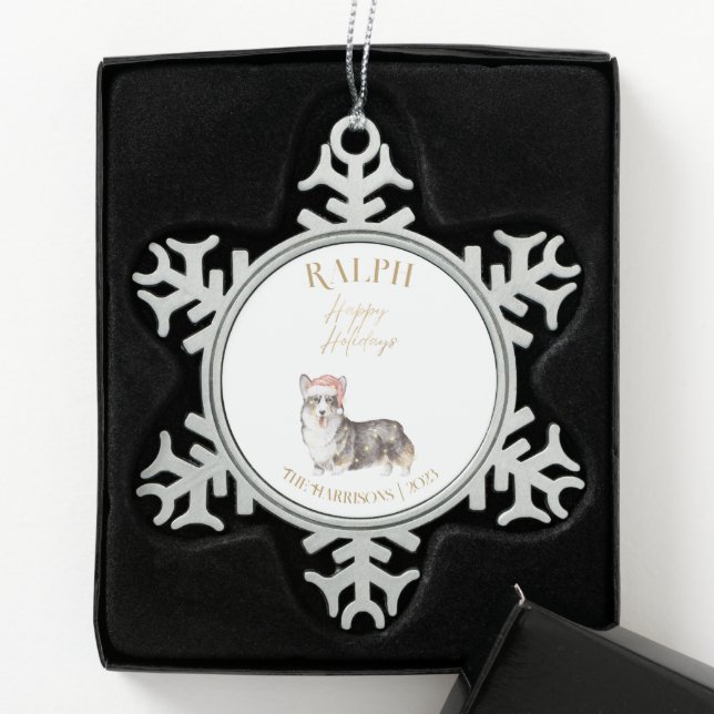 Christmas Pet Dog Corgi Snowflake Framed Ornament (Box)