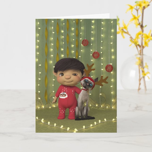 Christmas Pet Friend Card (Yellow Flower)