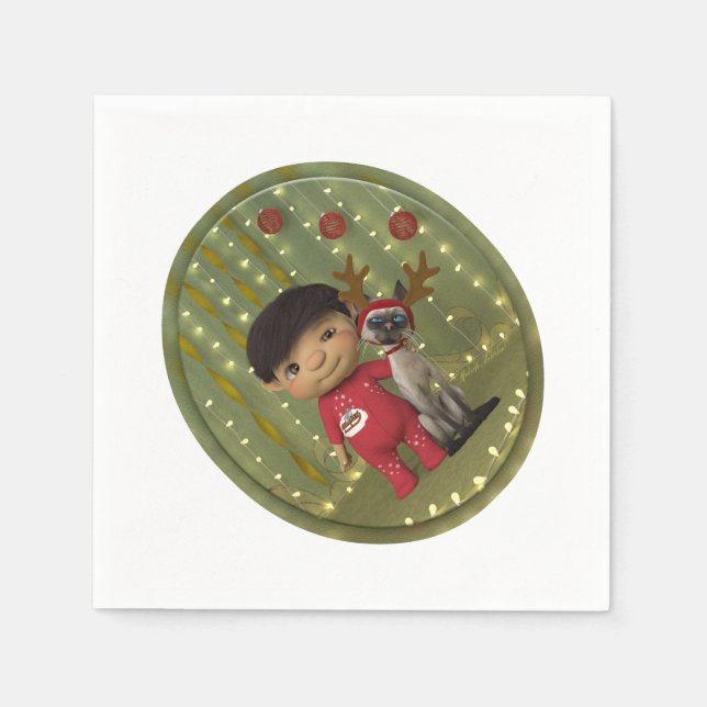 Christmas Pet Friend Napkin (Front)