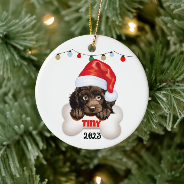 Christmas Pet Ornament, Poodle Christmas Ceramic Tree Decoration (Tree)