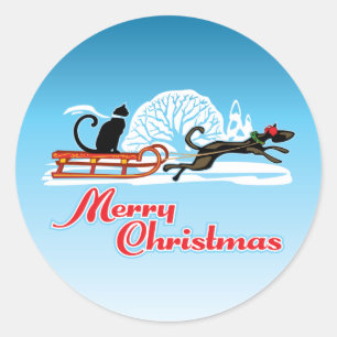 Christmas Pet Parade Classic Round Sticker
