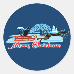 Christmas Pet Parade Classic Round Sticker