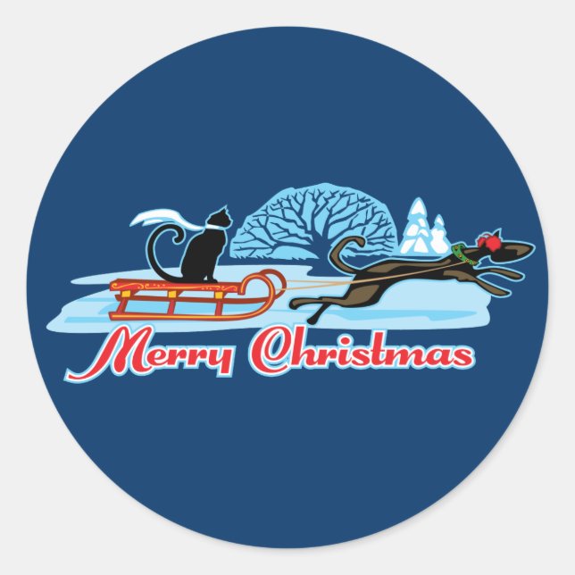 Christmas Pet Parade Classic Round Sticker (Front)