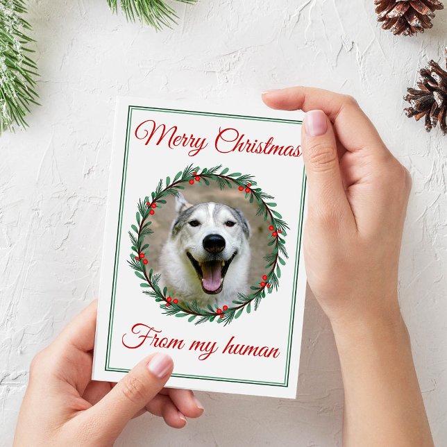 Christmas Pet Photo Wreath Holiday Card (Creator Uploaded)