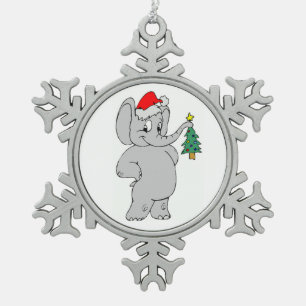 Christmas Peweter Snowflake Ornament/Elephant Snowflake Pewter Christmas Ornament