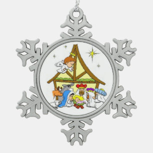 Christmas Peweter Snowflake Ornament/Jesus Snowflake Pewter Christmas Ornament